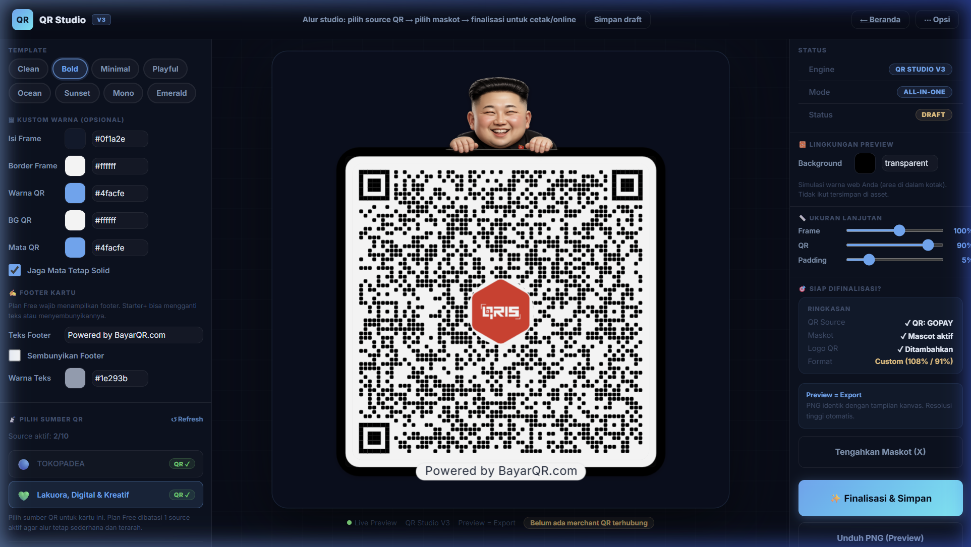 QR Studio BayarQR — Branded QR Generator